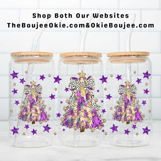 Preppy Christmas Trees Purples Uv Dtf Wrap