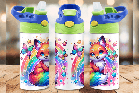 Rainbow Fox 12oz Tumbler Sublimation Print | Kids