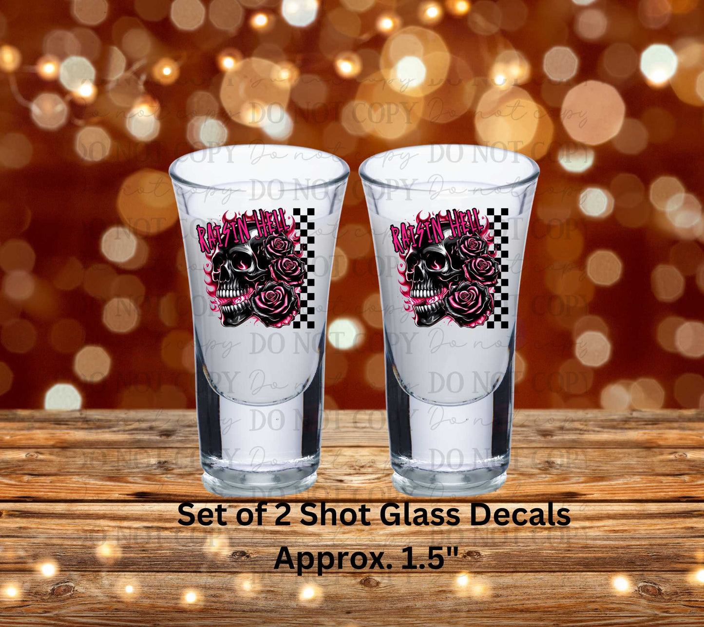 Raisin Hell Uv Dtf Decal Set of 2 Shot Glass Decal Double Sided