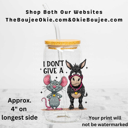 I Don't Give A Rat's Ass Uv Dtf Decal Double Sided