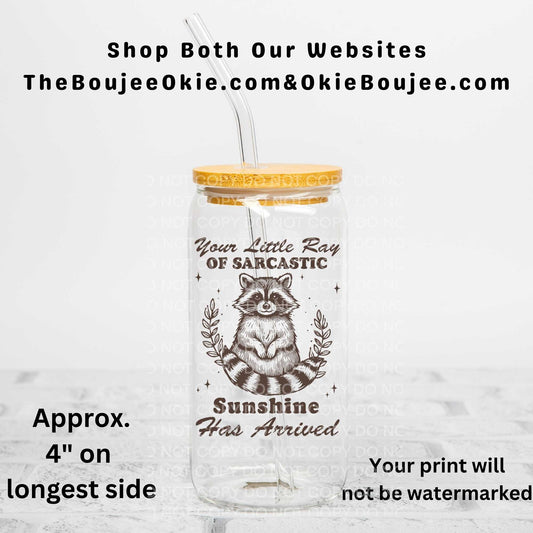 Your Little Ray Of Sarcastic Sunshine Has Arrived Raccoon Uv Dtf Decal