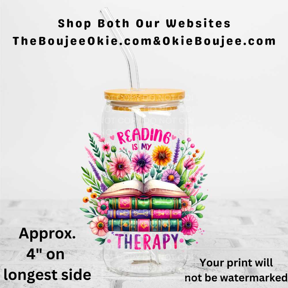 Reading Is My Therapy Uv Dtf Decal Double Sided