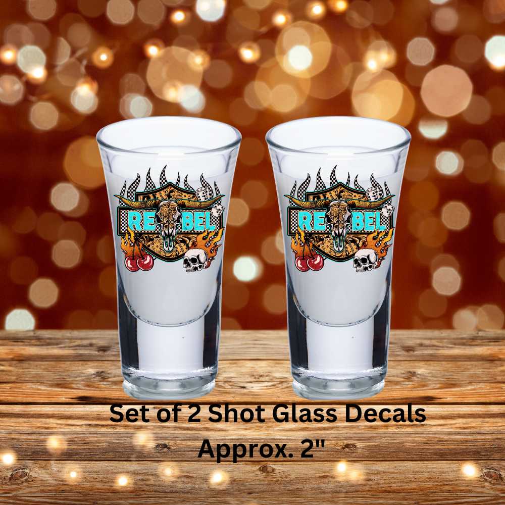 Rebel Uv Dtf Decal Set of 2 Shot Glass Decals