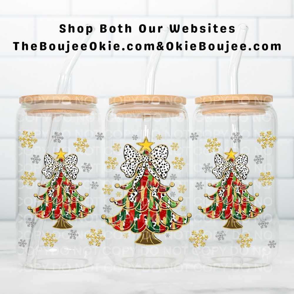 Preppy Christmas Trees Red & Green Uv Dtf Wrap