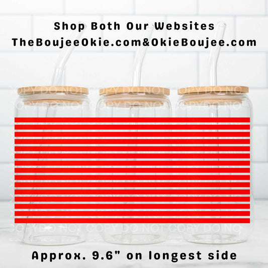 Red Strips Stripes UV DTF Wrap Or Elements & Clip Art Sheet – Double Sided Cup Wrap Size