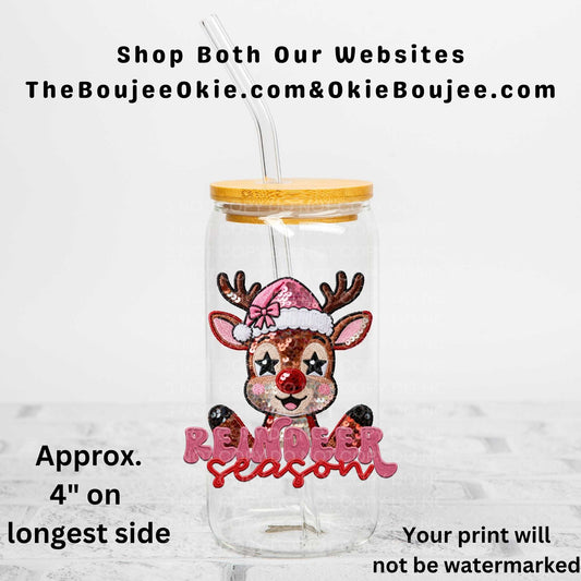 Sequin Reindeer Season Uv Dtf Decal