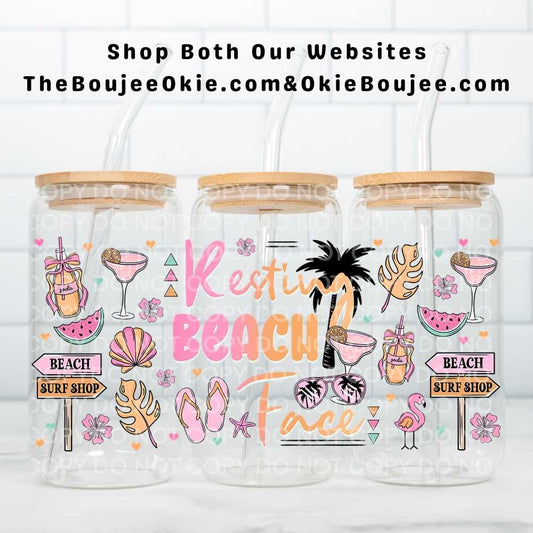 Resting Beach Face Uv Dtf Cup Wrap Double Sided