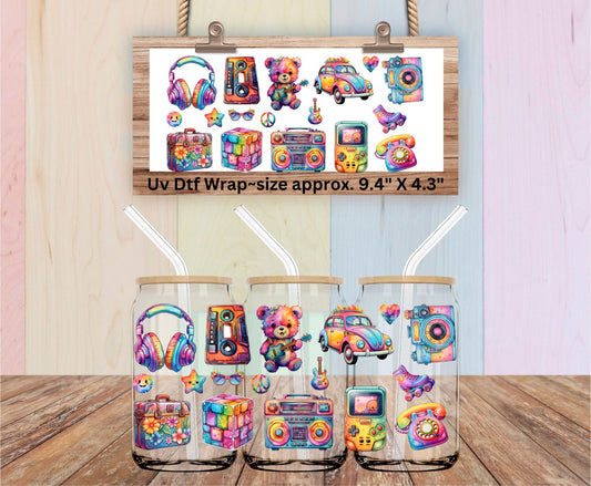 Uv Dtf Mini Gang Sheet or Wrap ~Retro Groovy Things Various Sizes Clipart Elements