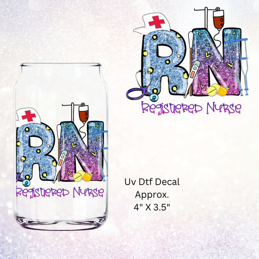 Uv Dtf Decal RN Registered Nurse | Hip Sip Trucker Tumbler Water Bottle Plastic Cups