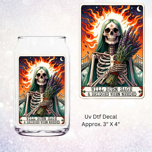 Uv Dtf Decal Will Burn Sage Tarot | Double Sided