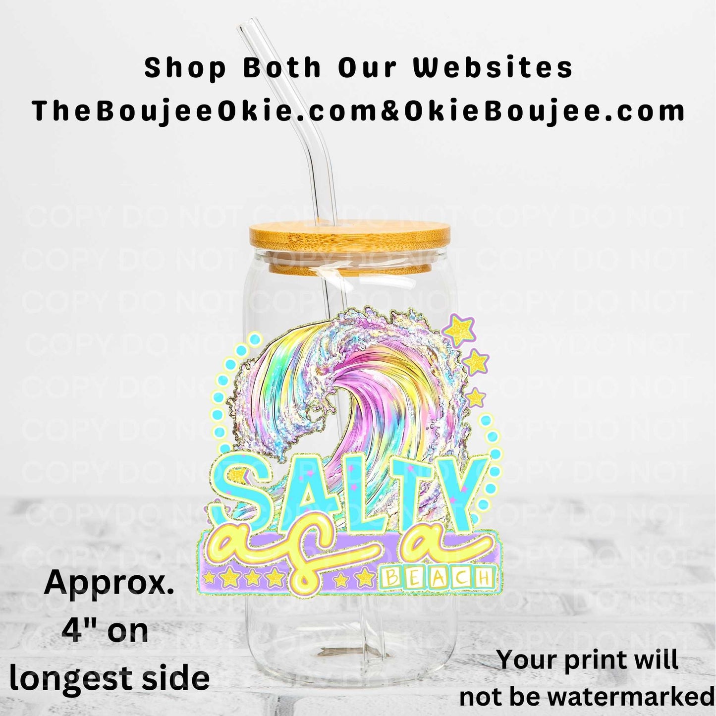 Salty As A Beach Uv Dtf Decal Double Sided