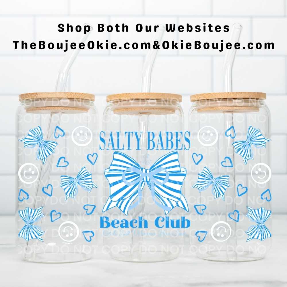 Salty Babes Beach Club Coquette Bows Uv Dtf Cup Wrap Double Sided