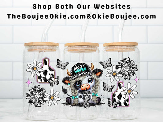 Salty Heifer Girl HIghland Cow Uv Dtf Wrap Western Style