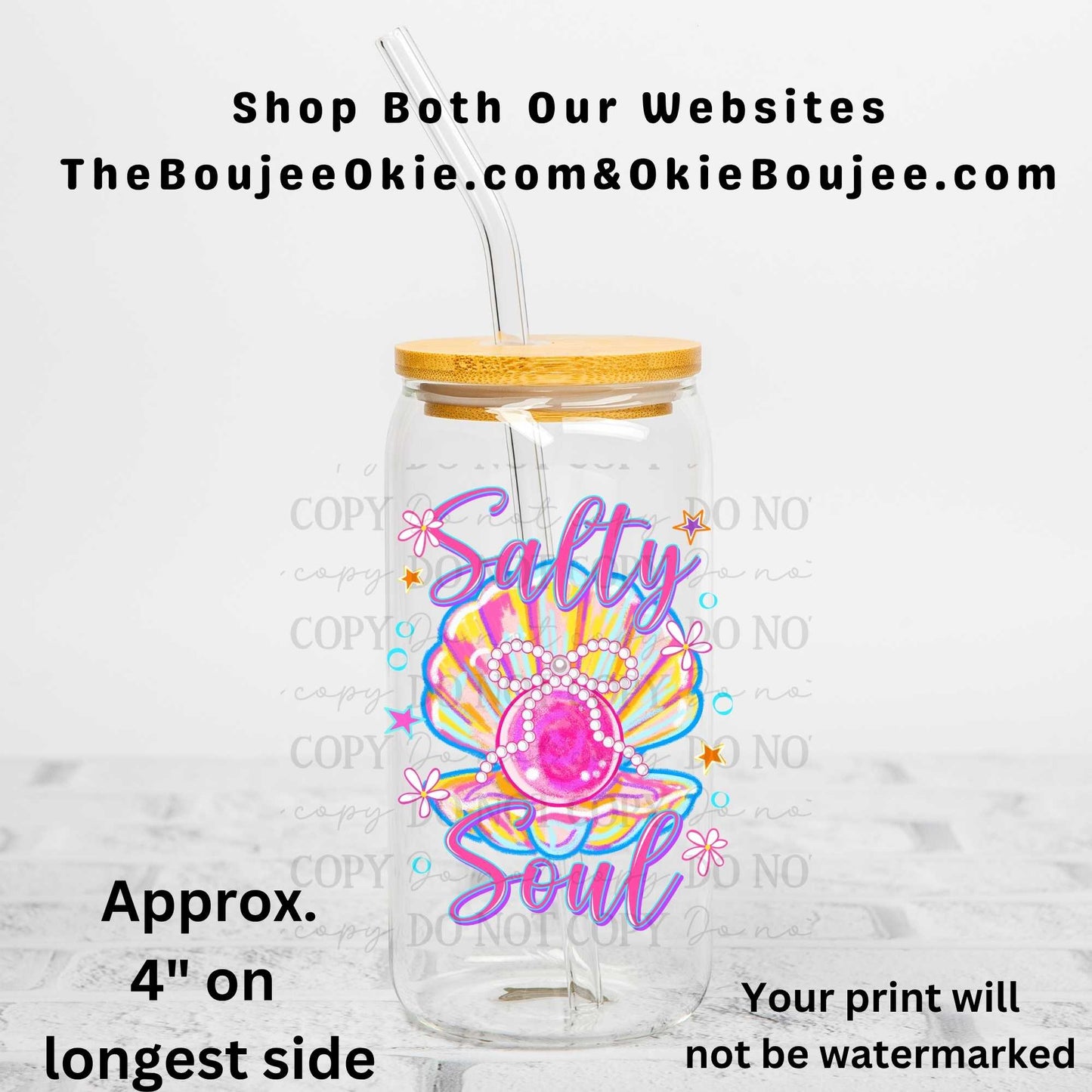 Salty Soul Uv Dtf Decal Double Sided Seashell Pearls