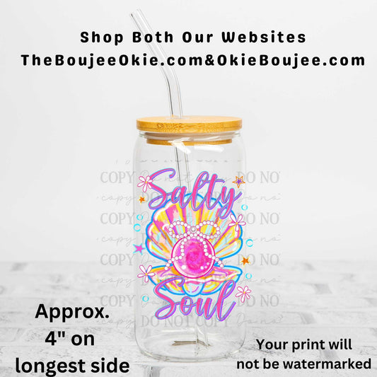 Salty Soul Uv Dtf Decal Double Sided Seashell Pearls