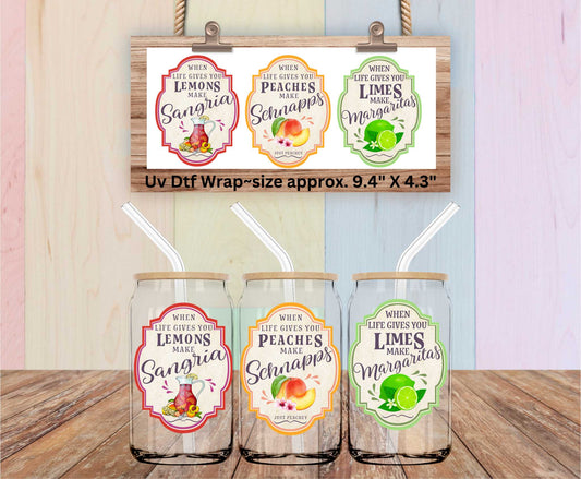 Uv Dtf Wrap Sangria Schnapps Margarita Labels | Double Sided