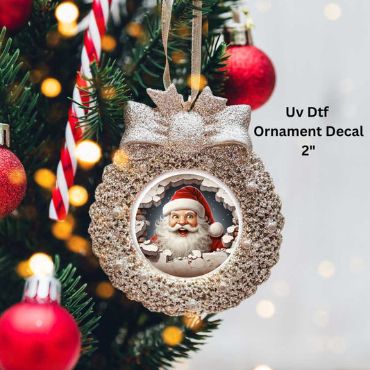 Santa Christmas Ornament or Magnet Double-Sided UV DTF Decal