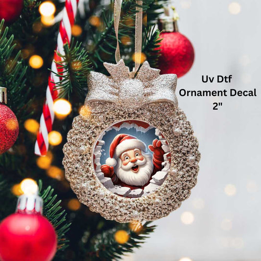 Santa Claus Christmas Ornament or Magnet Double-Sided UV DTF Decal