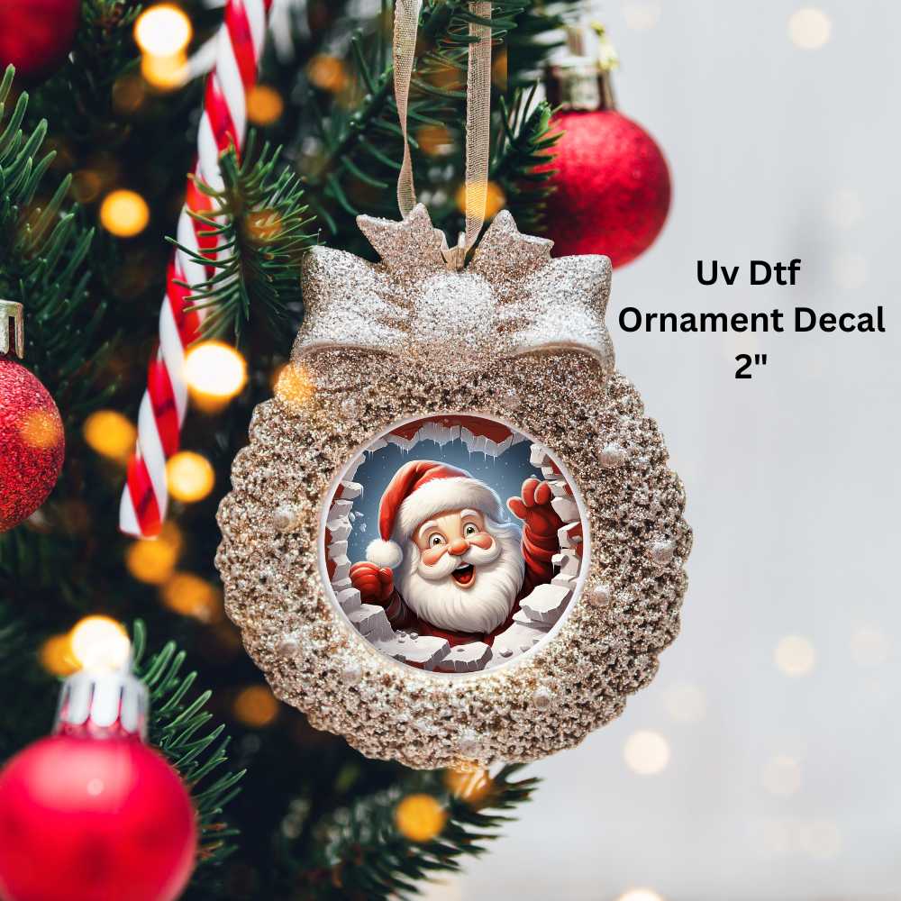 Santa Christmas Ornament or Magnet Double-Sided UV DTF Decal