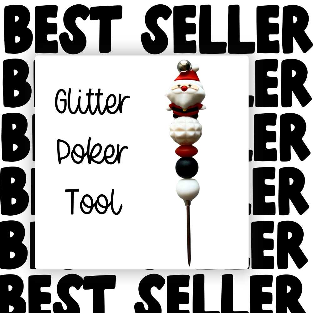 Fancy Beaded Glitter Poker Tool-Santa