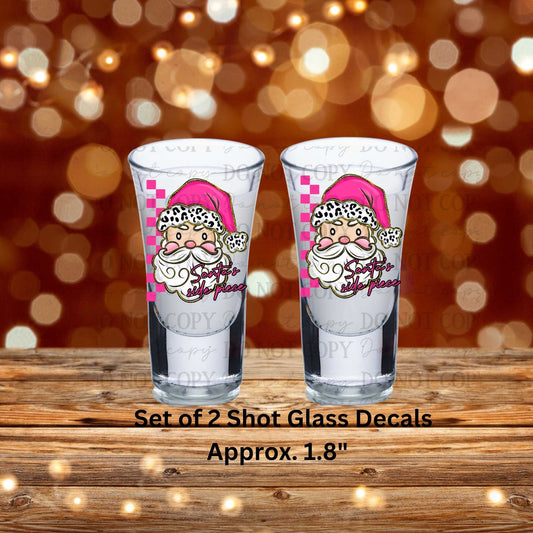 Santa's Side Piece Set of 2 UV DTF Shot Glass Decals