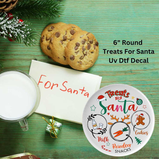 Santa Snacks Treats Tray Plate Board Round Uv Dtf Decal