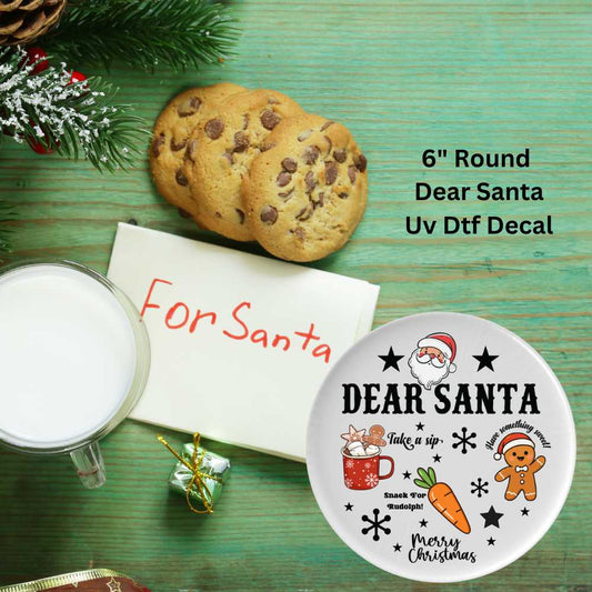 Santa Snacks Treats Tray Plate Board Round Uv Dtf Decal