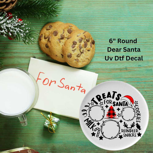Santa Snacks Treats Tray Plate Board Round Uv Dtf Decal