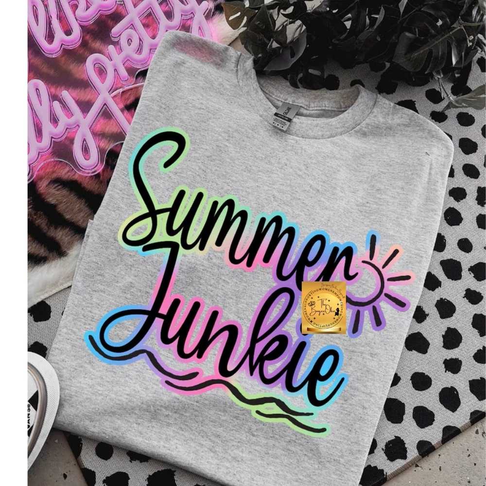 Summer Junkie Clear Film Glitter Screen Print Transfer
