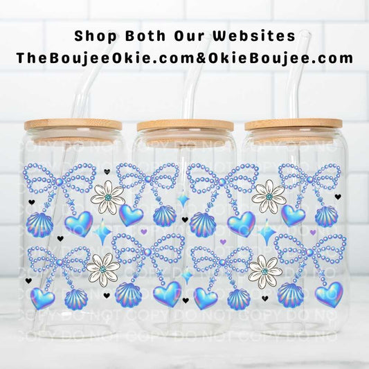 Sea Shells & Pearls Uv Dtf Cup Wrap Double Sided