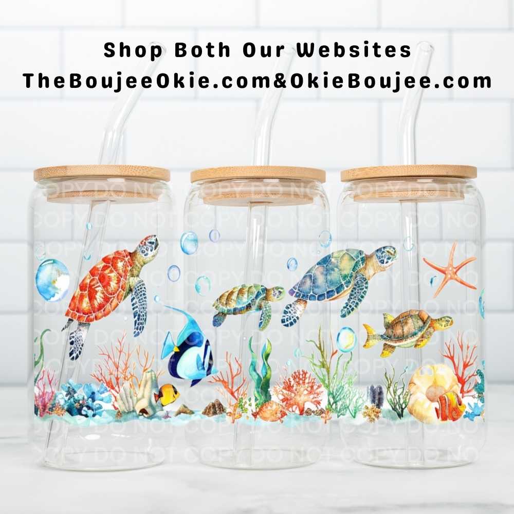 Sea Turtles Uv Dtf Cup Wrap Double Sided
