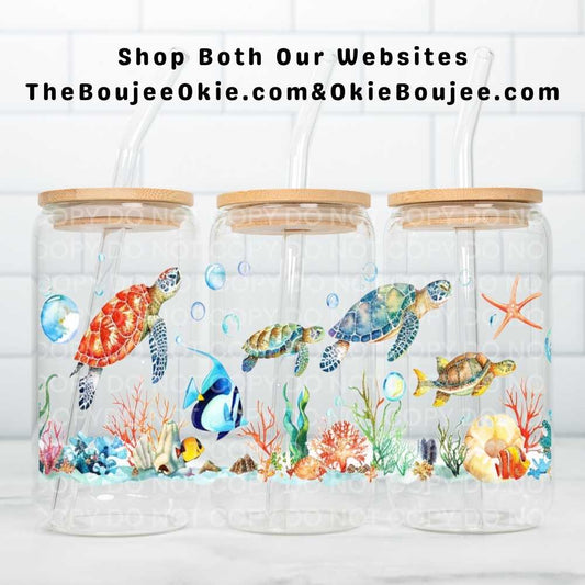 Sea Turtles Uv Dtf Cup Wrap Double Sided