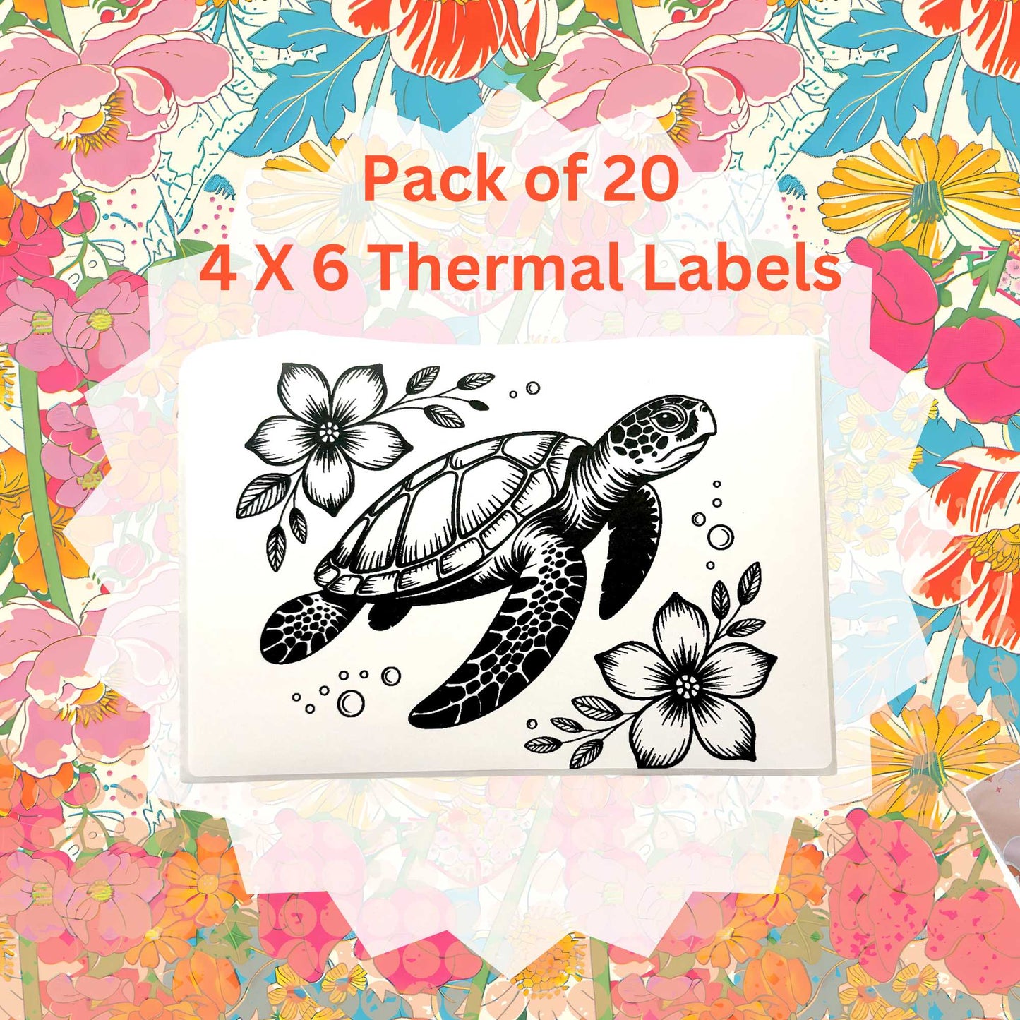Pack of 20  Sea Turtles Thermal Label Shipping Packaging  Stickers