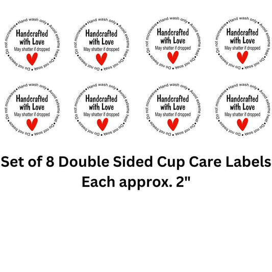 Handcrafted With Love Cup Care Labels Set of 8 Uv Dtf Decals