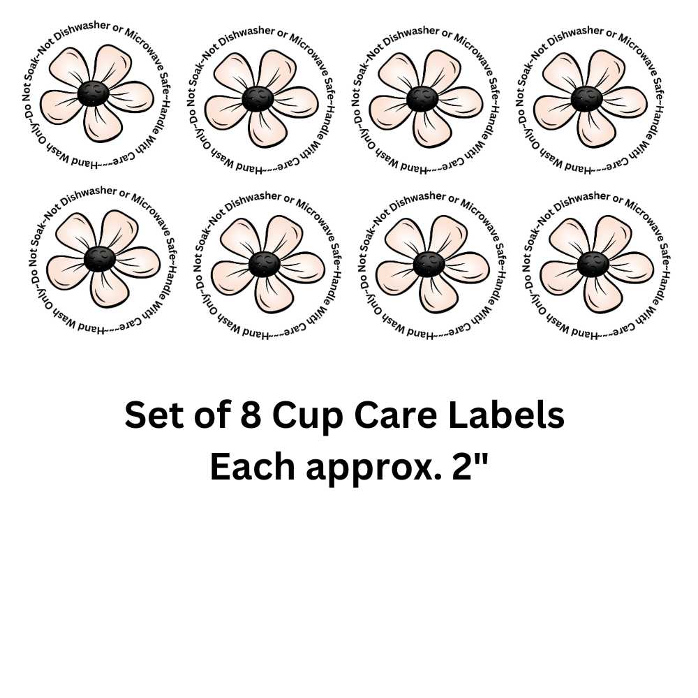 Daisy Cup Care Labels Set of 8 Uv Dtf Decals
