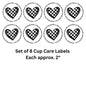 Checkered Heart Cup Care Labels Set of 8 Uv Dtf Decals