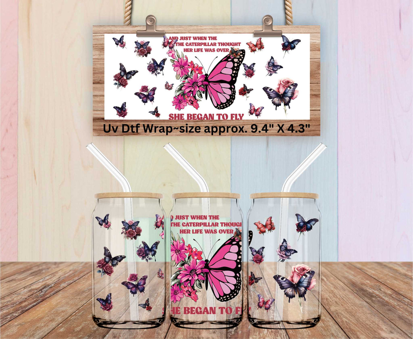 Uv Dtf Wrap She Began To Fly | A Butterfly Design