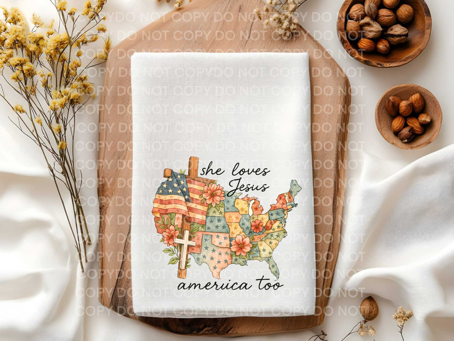 She Loves Jesus America Too Towel Sublimation Print