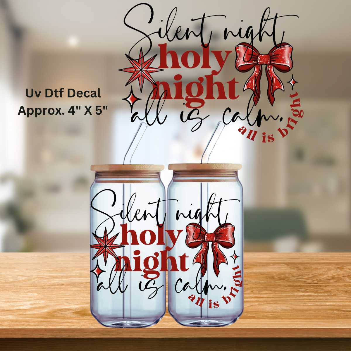 Silent Night Holy Night UV DTF Decal