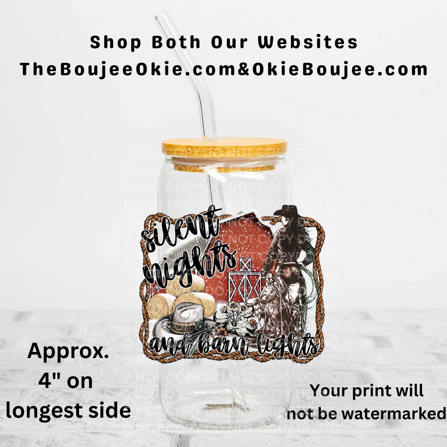 Silent Nights And Barn Nights Uv Dtf Decal