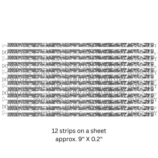 Assorted Silver Strips UV DTF Wrap Or Elements & Clip Art Sheet – Double Sided Cup Wrap Size