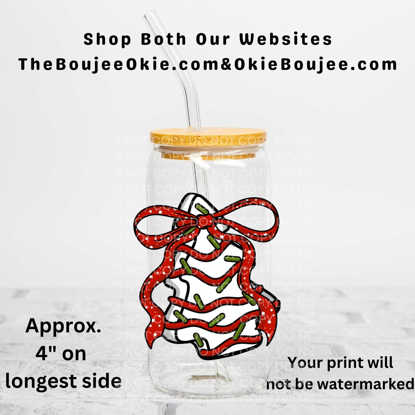 Christmas Tree Cake Bow Uv Dtf Decal