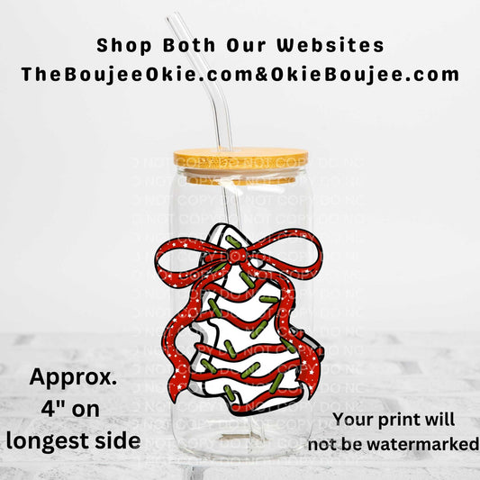 Christmas Tree Cake Bow Uv Dtf Decal