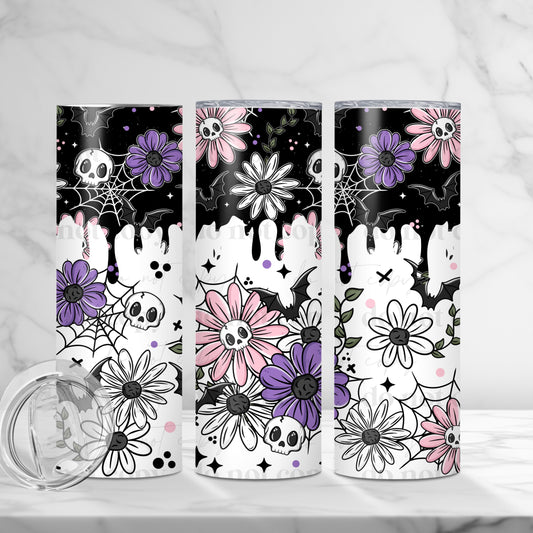 Skellie Floral 20oz Skinny Tumbler Sublimation Print