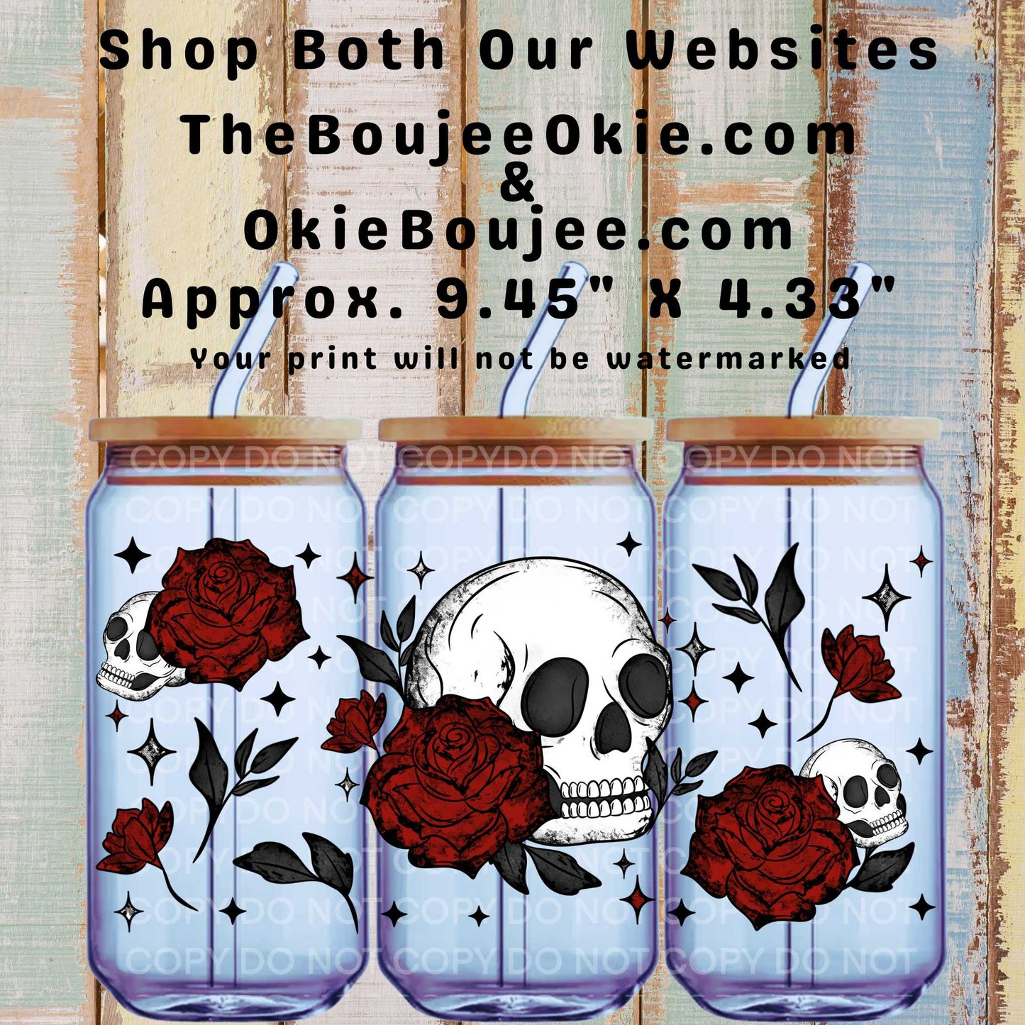 Roses & Skulls Double-Sided UV DTF Wrap