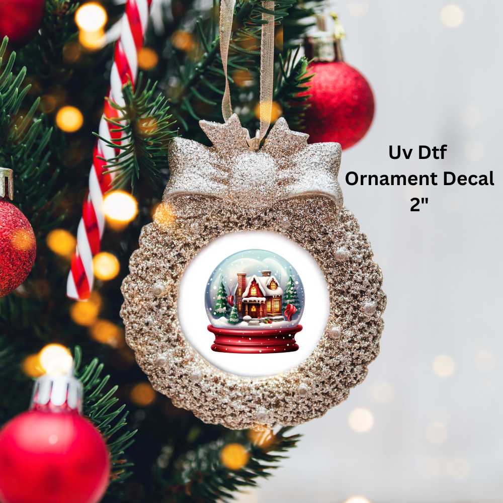 Snow Globe Christmas Ornament or Magnet Double-Sided UV DTF Decal