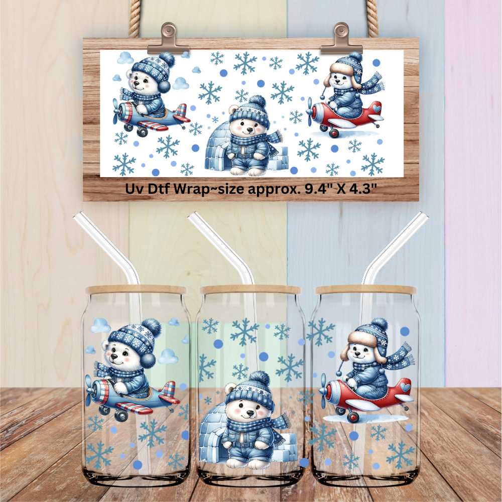 Double Sided Uv Dtf Wrap Cute Winter Bears