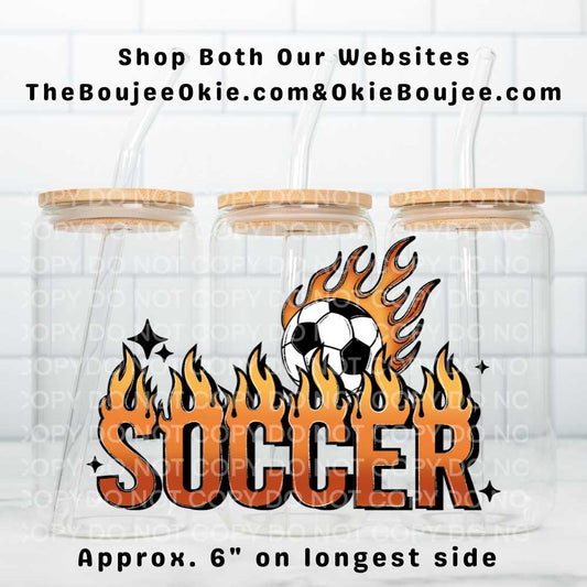 Soccer Flames Large Uv Dtf Decal Double Sided