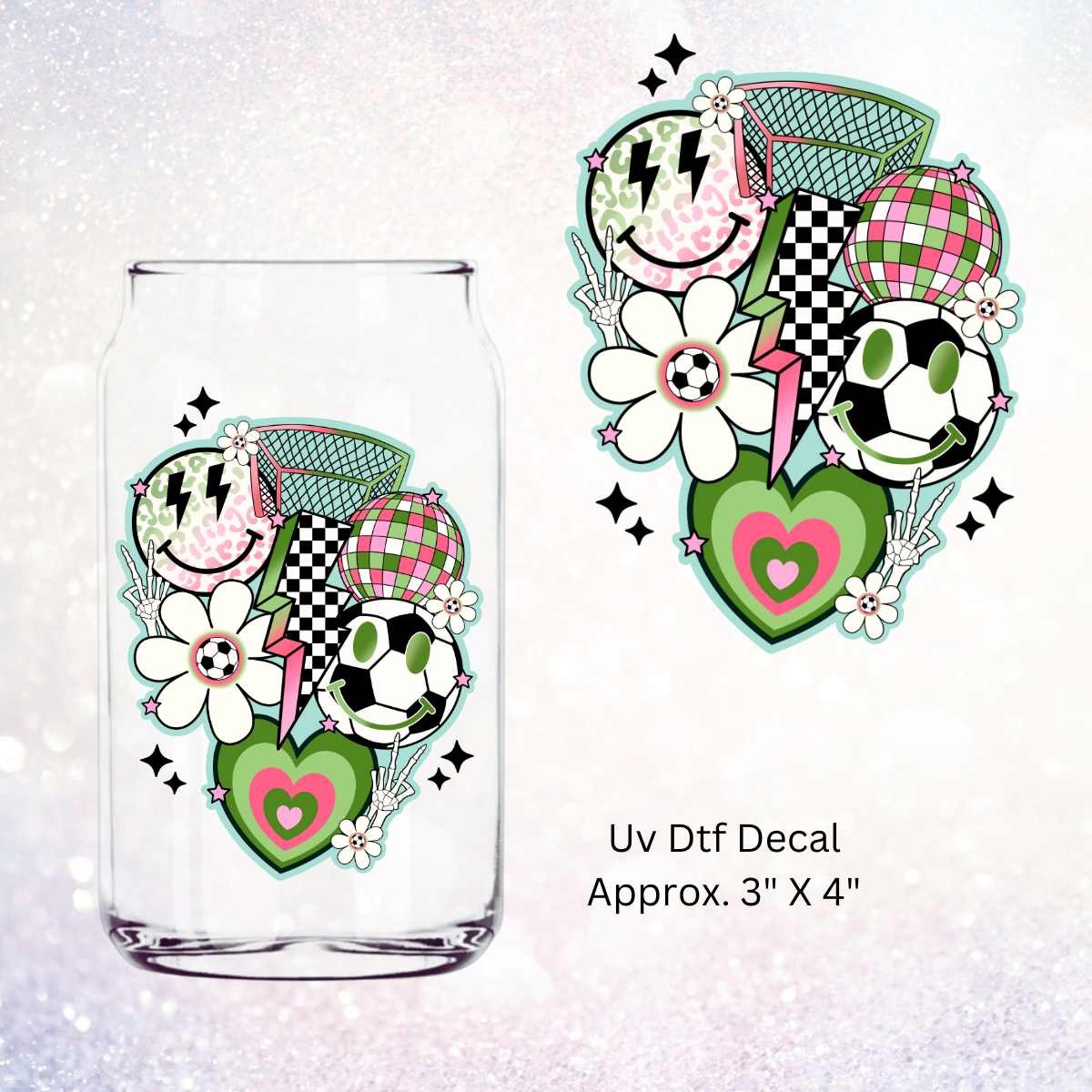 Uv Dtf Decal Retro Soccer Collage