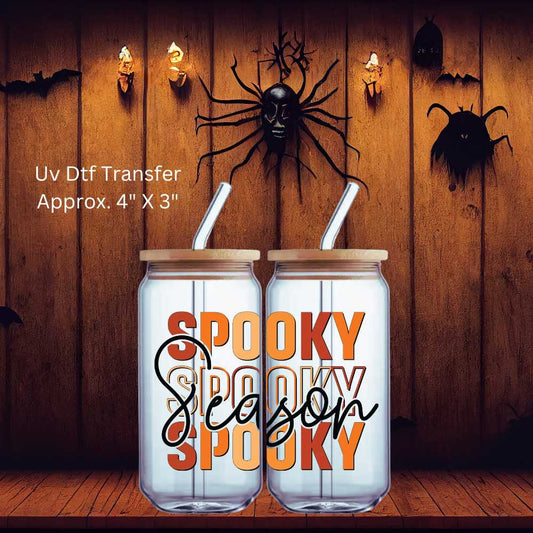 UV Dtf Decal Spooky Season Word Art  | Double Sided Halloween